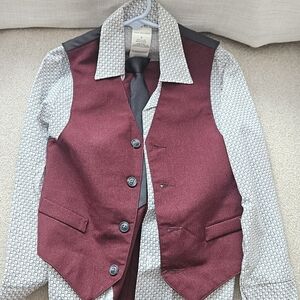 Boys Burgundy Dress Vest Set- Formal Wear